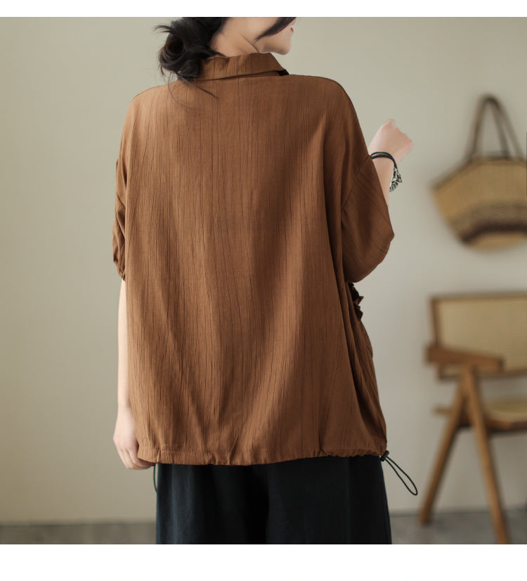 レトロ ボウタイ ギャザー 折り襟 Tシャツ