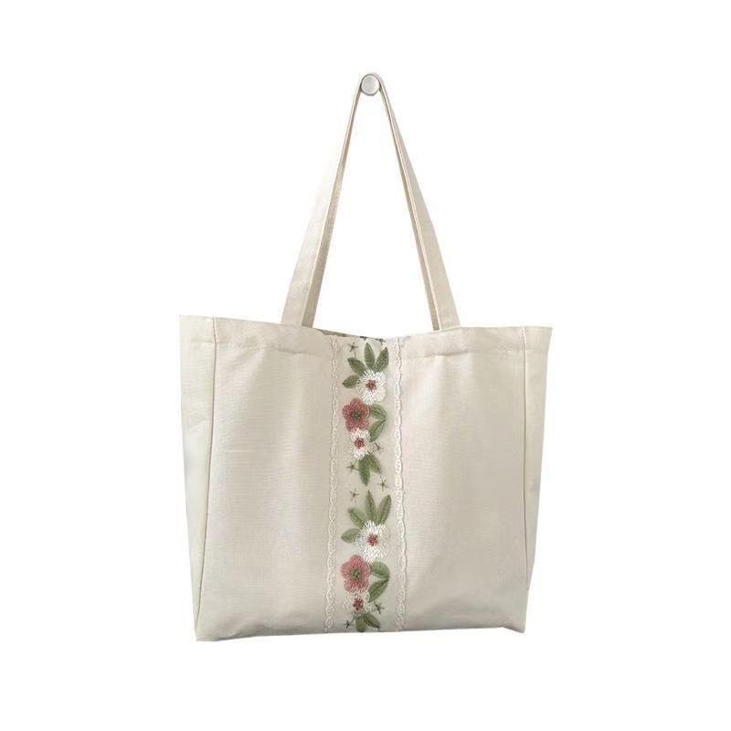 スウィート 刺繍 花柄 キャンバスバッグ