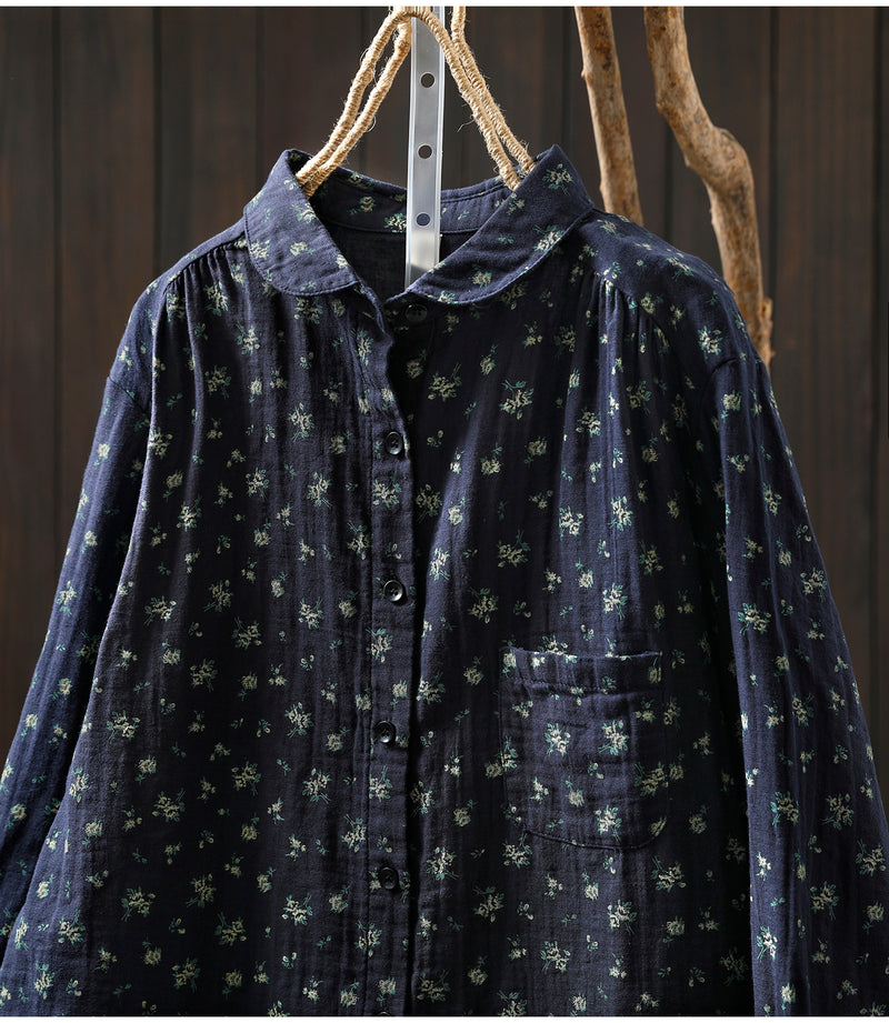 ダブルガーゼ いつもの服に 花を咲かせるブラウス