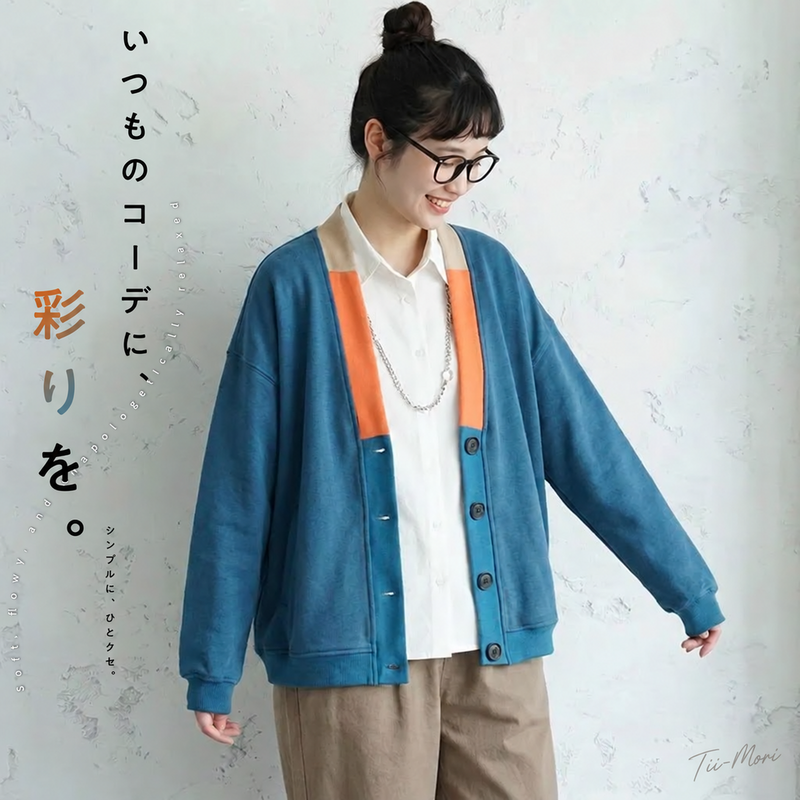 2色展開|配色切替 長袖トップス
