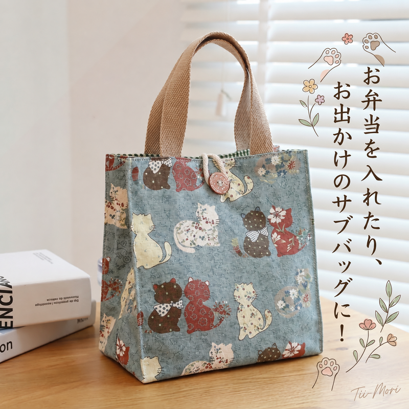 猫柄・蝶柄 キャンバストートバッグ