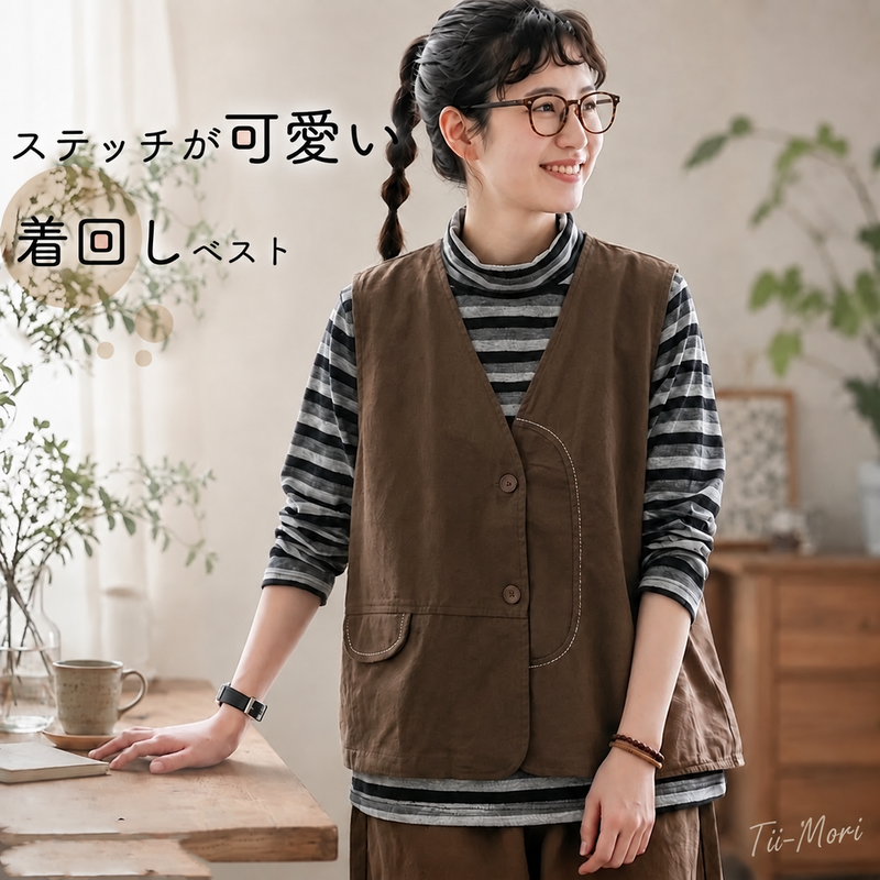 3色展開|前開き ノースリーブベスト