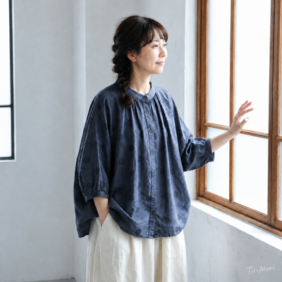 可愛いドット柄シャツ S/M/L さらっと着られて、