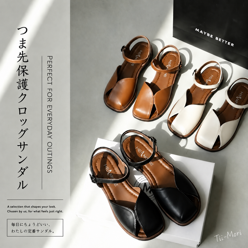 ワンシェイプバックル スクエアトゥ 夏 PU ローマサンダル 平底・厚底サンダル