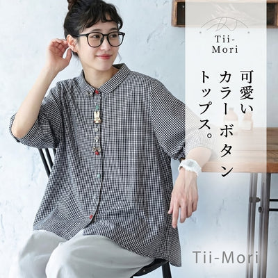 五分袖 ポロカラー シングルブレスト シャツ