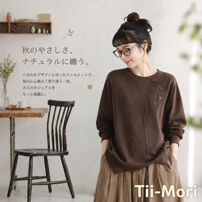 L~5XL ボタンデザイン アシンメトリー パーカー