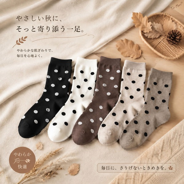 厚手仕様 水玉模様 ミッドソックス