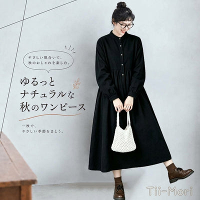 ミディ丈 長袖ワンピース