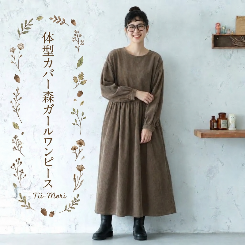 ランタンスリーブ 長袖 無地 カジュアルワンピース