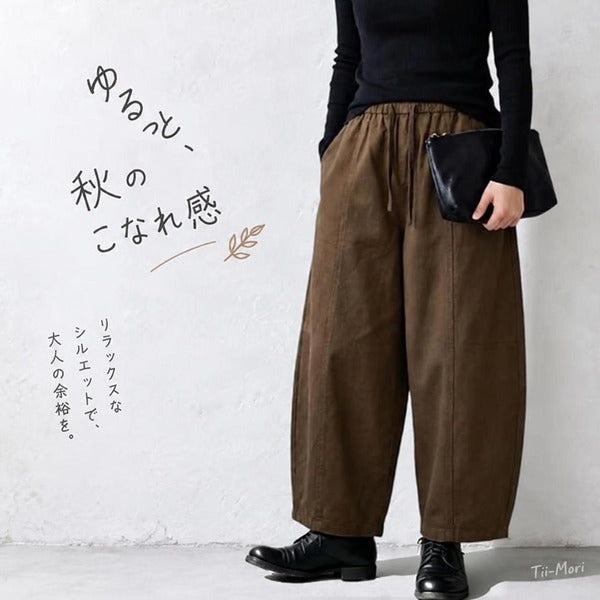 ウエストゴム ワイドパンツ ガウチョパンツ