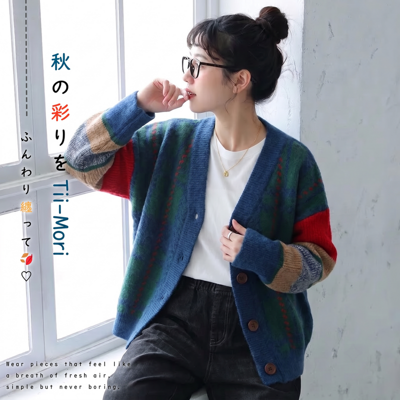 ニット 配色 カーディガン