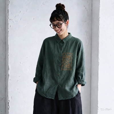 刺繍 ボタン シャツ