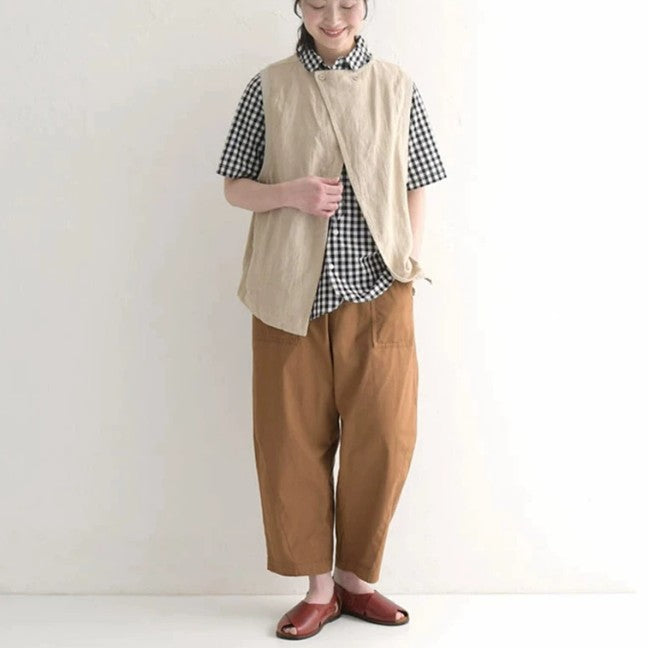 S～4L コットン ハイウエストパンツ