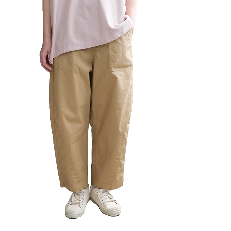 S～4L コットン ハイウエストパンツ