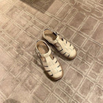 織り 丸トゥ 平底 サンダル