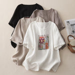 プリント ラウンドネック プルオーバー 半袖 Tシャツ