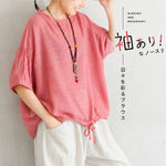 ラクに着られる S～4XL 綿麻 大人ナチュラル 心地よい 五分袖 ドルマンスリーブ Tシャツ