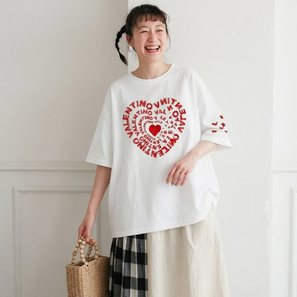 プリント アルファベット ラウンドネック 着心地抜群 デイリーコーデ Tシャツ