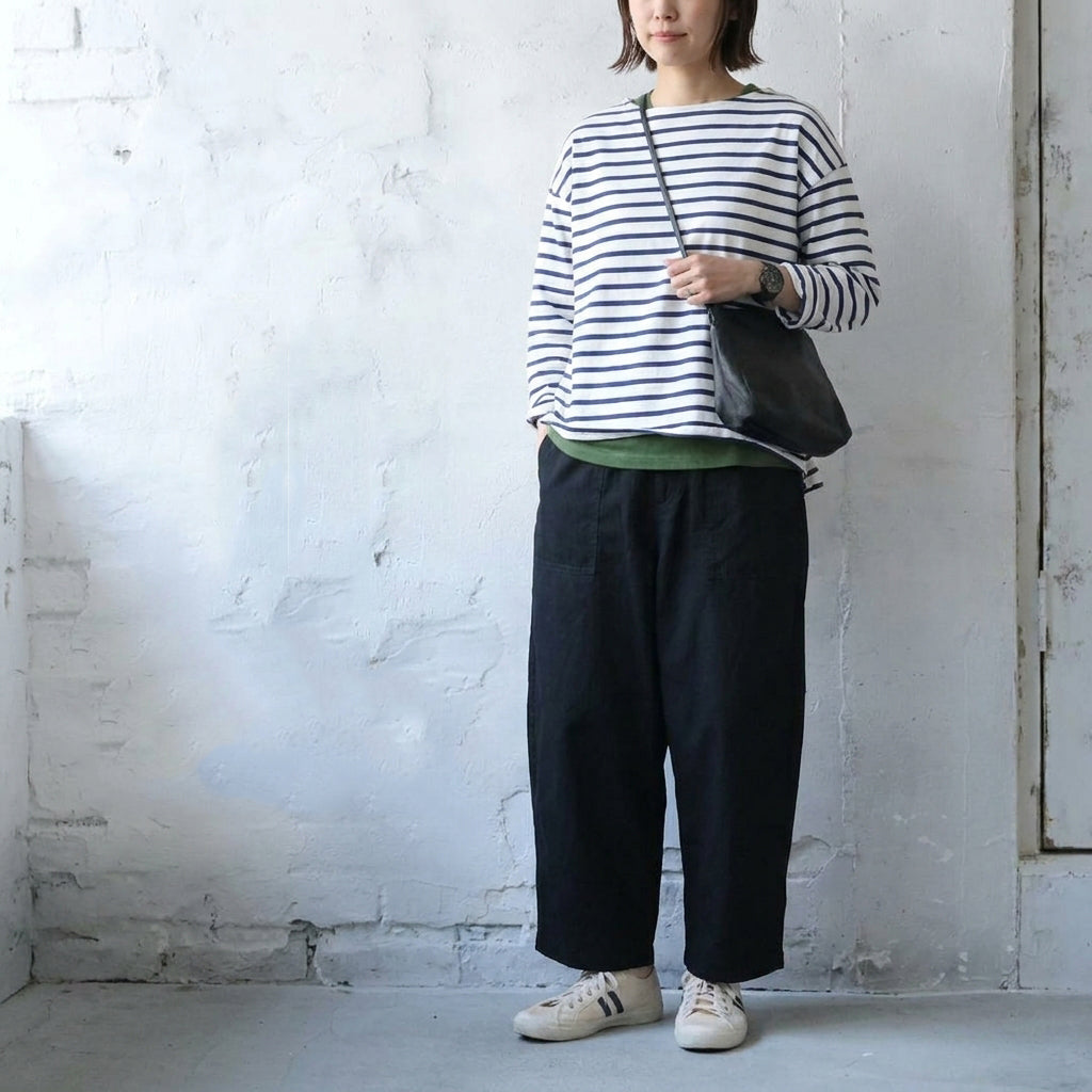 S～4L コットン ハイウエストパンツ