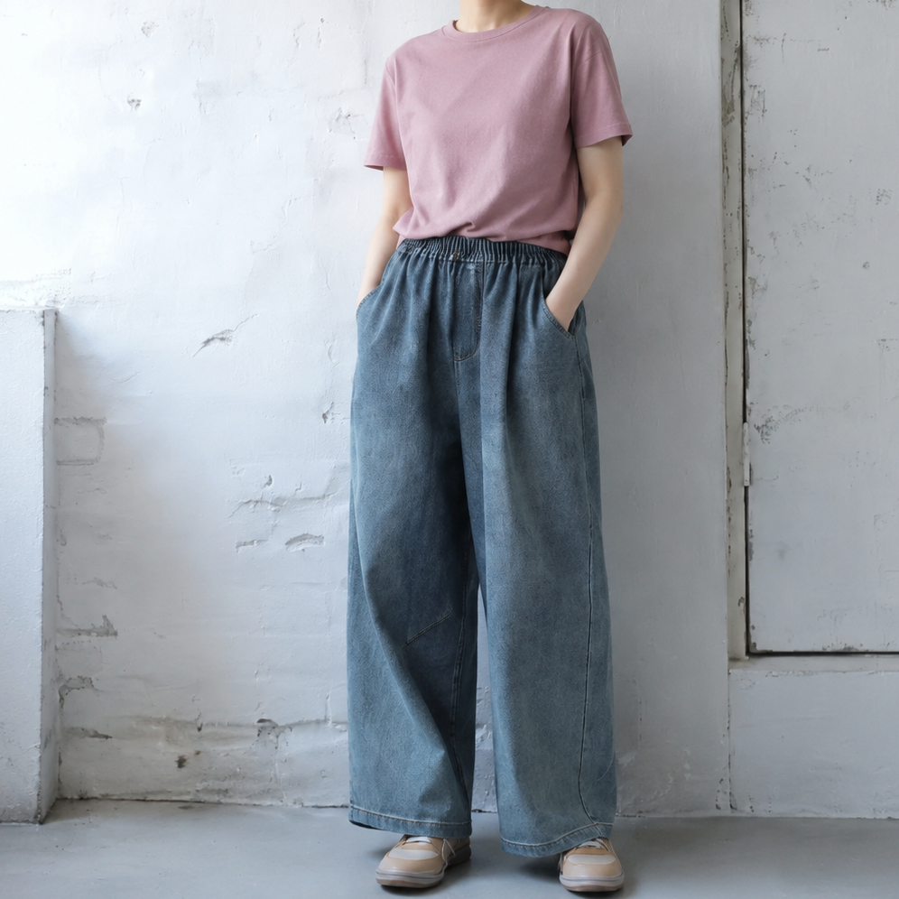 ロング丈 ポケット付き ジーンズ