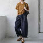 幾何模様 切り替え アンクル丈（9分丈） パンツ