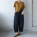 幾何模様 切り替え アンクル丈（9分丈） パンツ