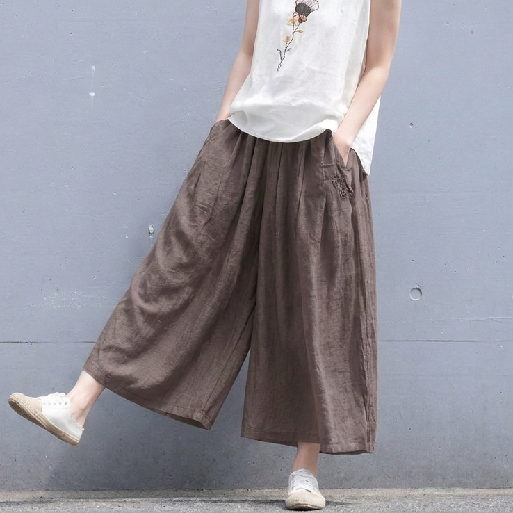 綿麻 切り替え パンツ