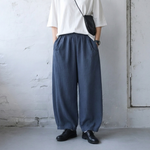 綿麻 ハイウエストワイドテーパードパンツ