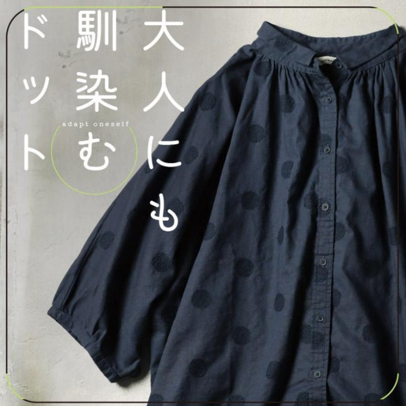 可愛いドット柄シャツ S／M／L さらっと着られて、