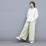 アンクル丈（9分丈） 無地 レギュラーウエスト ガウチョパンツ