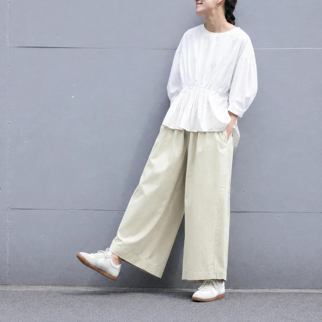 アンクル丈（9分丈） 無地 レギュラーウエスト ガウチョパンツ