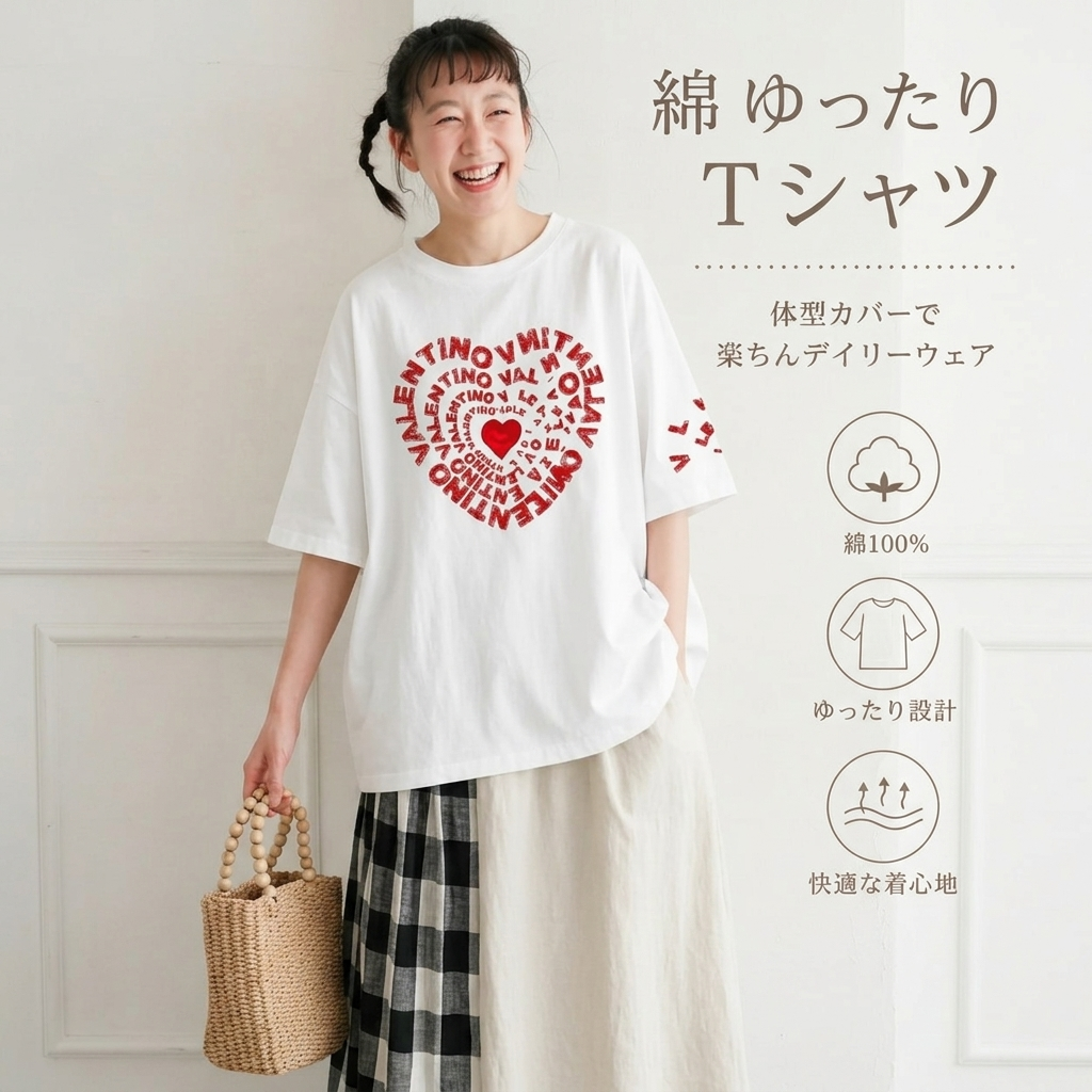 プリント アルファベット ラウンドネック 着心地抜群 デイリーコーデ Tシャツ