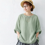 S～4XL 無地 プルオーバー 五分袖 ラウンドネック Tシャツ