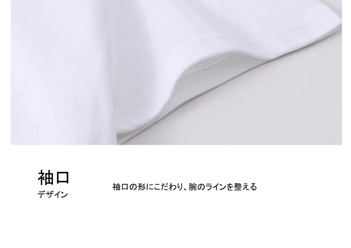 コットン ラウンドネック 半袖 プリント Tシャツ