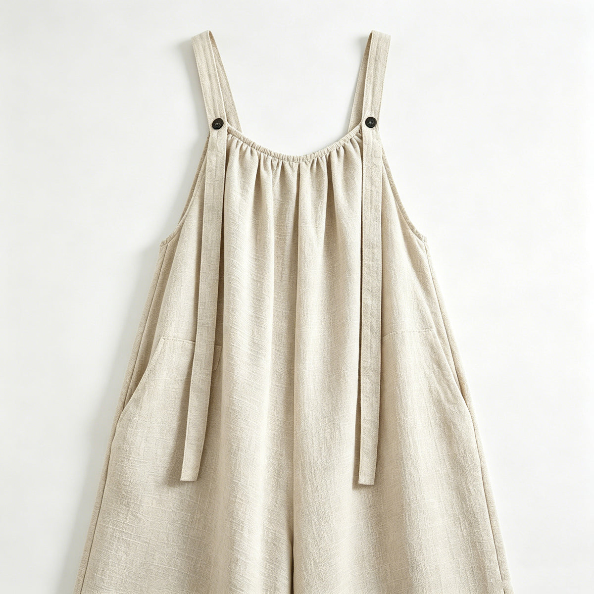 綿麻 ワイドシルエット サロペット M-4XL