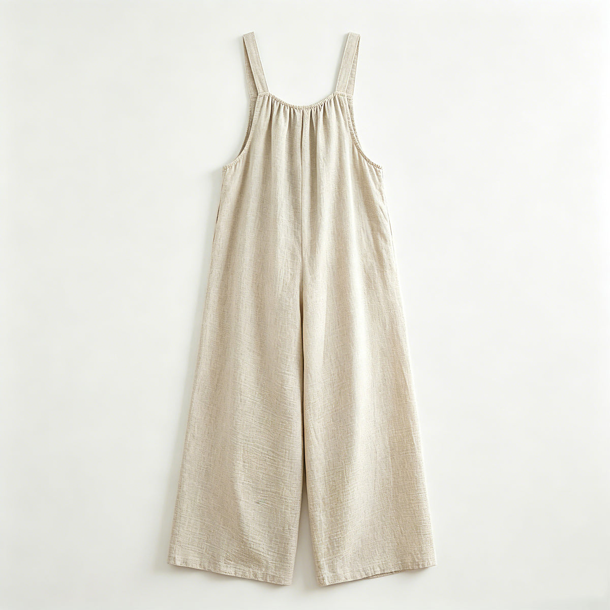 綿麻 ワイドシルエット サロペット M-4XL