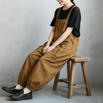 コットンリネン 9分丈ワイドサロペット