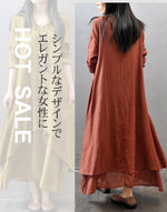 S～5XL ボタン 無地 Aライン 長袖／半袖 半袖ワンピース