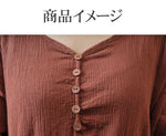 S～5XL ボタン 無地 Aライン 長袖／半袖 半袖ワンピース