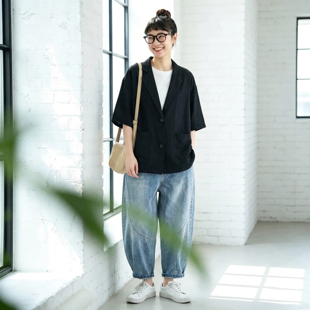 シフォン 無地 七分袖 ボタン スーツジャケット