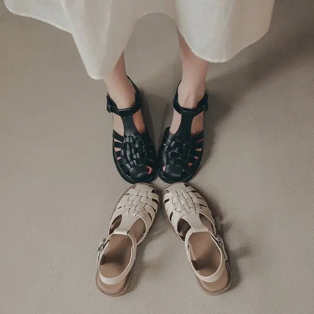 ローヒール 夏 PU フラットヒール 平底・厚底サンダル