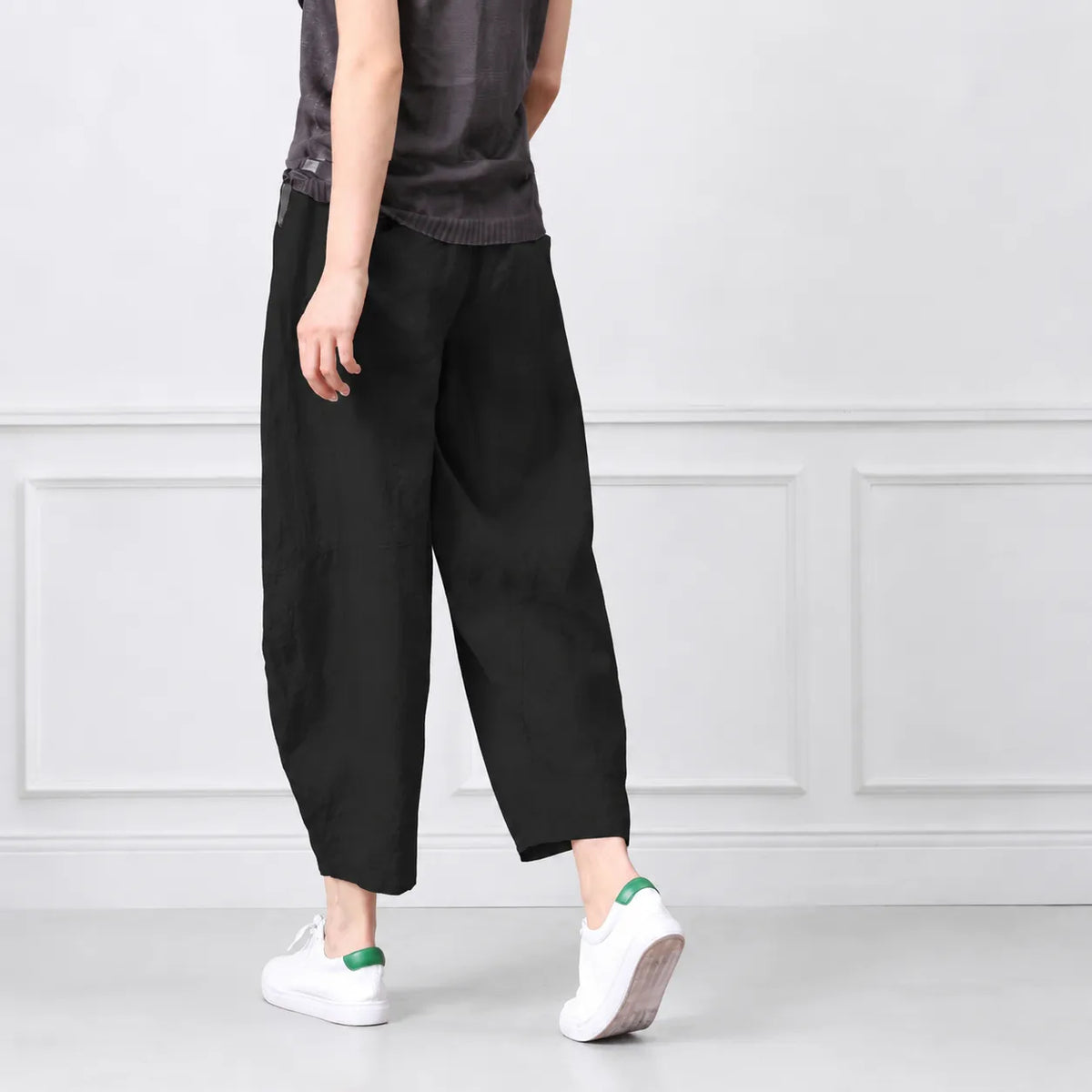 S～5XL コットンリネン アンクル丈（9分丈） 無地 カジュアルパンツ