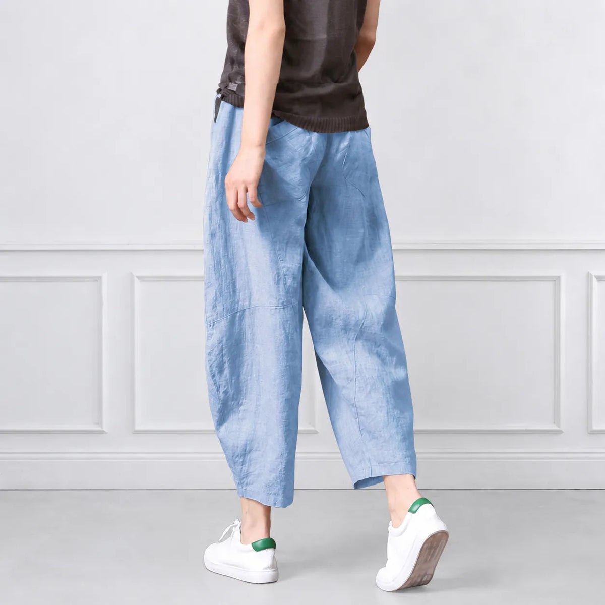 S～5XL コットンリネン アンクル丈（9分丈） 無地 カジュアルパンツ