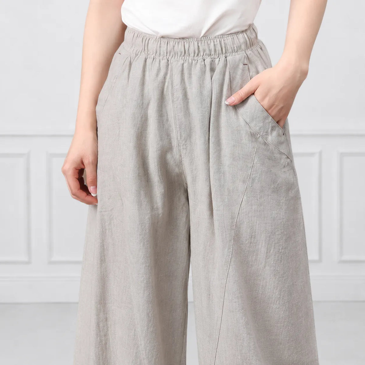 S～5XL コットンリネン アンクル丈（9分丈） 無地 カジュアルパンツ