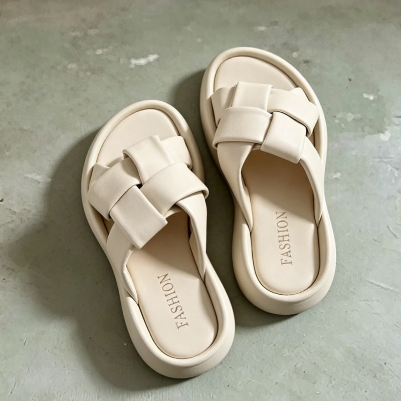 フラットヒール ラウンドトゥ 平底 厚底サンダル