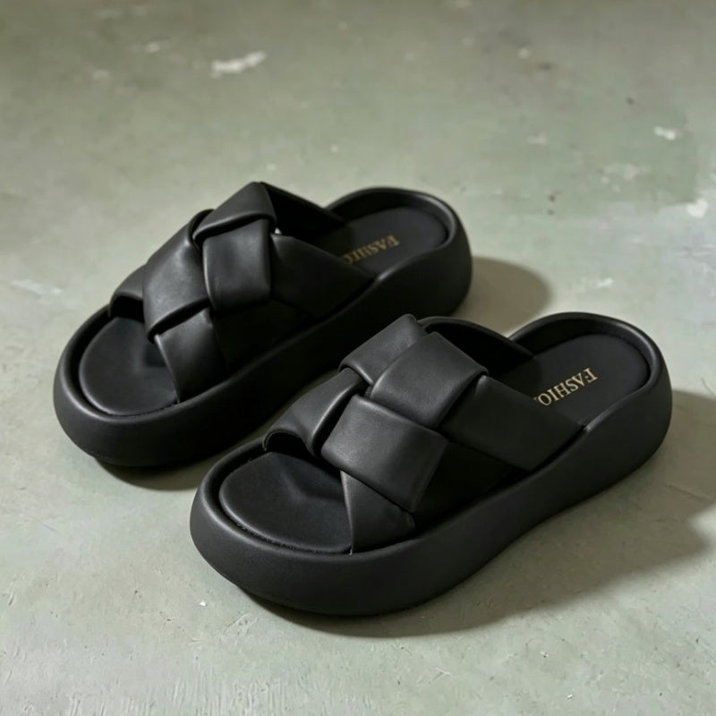 フラットヒール ラウンドトゥ 平底 厚底サンダル