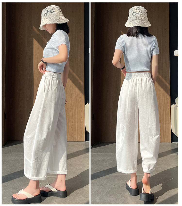 S～4XL 無地 アンクル丈（9分丈） ガウチョパンツ