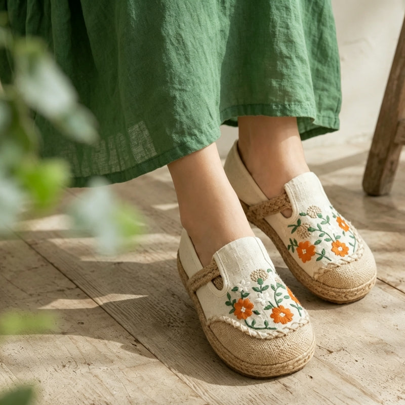 花模様 キュート プリント 刺繍 キック