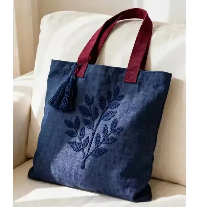 ファスナー 植物柄 キャンバスバッグ