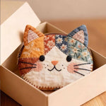 かわいい猫顔 ファスナー パッチワーク 布バッグ 財布 コインケース